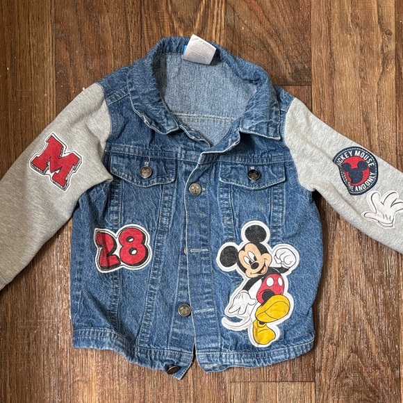Disney Other - Disney Kids Denim Jacket with Mickey Mouse Patches - Blue and Gray